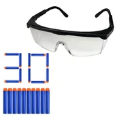 Zabawki militarne - Okulary Ochronne Do Nerf + 30Szt Strzałek Zestaw - miniaturka - grafika 1