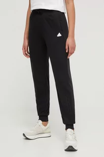 Spodnie damskie - adidas spodnie dresowe kolor czarny z nadrukiem - grafika 1