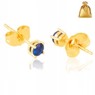 Biżuteria dla dzieci - GRANATOWE ZŁOTE KOLCZYKI WKRĘTKI SZTYFT CYRKONIE 5 MM STAL CHIRURGICZNA 18K - miniaturka - grafika 1