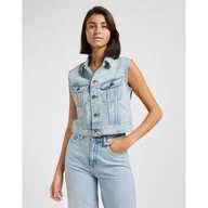 Płaszcze damskie - capispalla e giacche donna lee 112363461 rider vest denim light - LEE - miniaturka - grafika 1