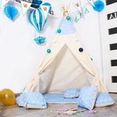 Namioty i tipi dla dzieci - SPRINGOS Namiot Tipi dla dzieci wigwam błękitny w gwiazdki XXL TIP06 - miniaturka - grafika 1