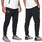 Spodnie sportowe męskie - Under Armour Spodnie Dresowe Męskie Joggery Dresy Sportowe Zamek Czarne M - miniaturka - grafika 1