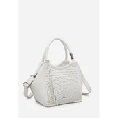 Torebki damskie - Biała Ażurowa Torebka Torba Damska Do Ręki LUIGISANTO Dopinany Pasek - miniaturka - grafika 1