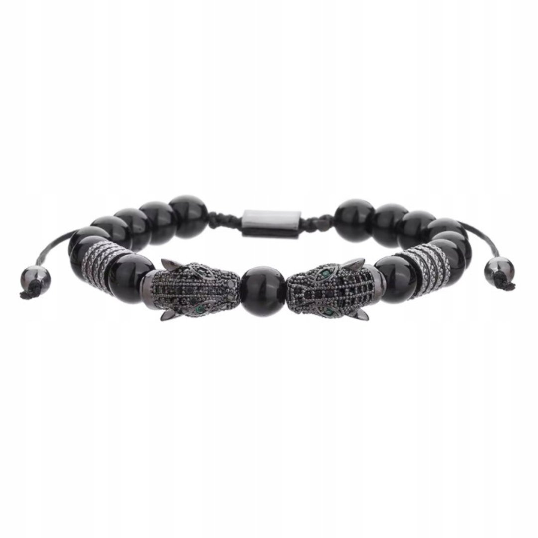 Ekskluzywna Bransoletka z Czarnych Koralików i Ciemnym Zakończeniem