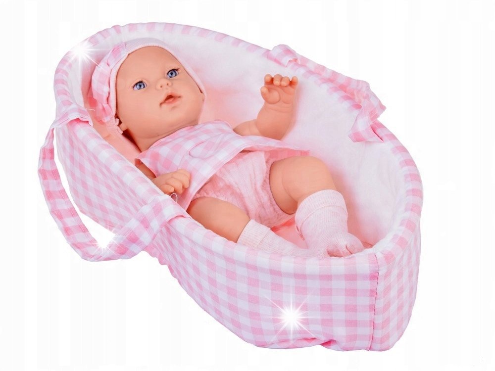 Bobas Lalka Noworodek różowa czapka sukienka maskotka królik ZA5007 RO