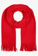 Apaszki i szaliki damskie - Czerwony Szalik z Wiskozą Bawełną i Frędzlami Siathlin - miniaturka - grafika 1