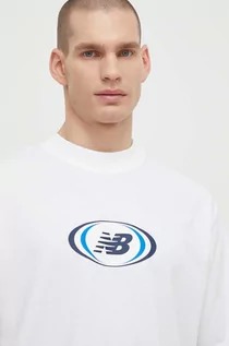 Koszulki męskie - New Balance t-shirt męski kolor biały wzorzysty MT41600WT - grafika 1