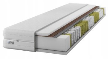 Materac 150x200 kieszeniowy pocketowy 7stref dwustronny twardy H3/H4 Kokos