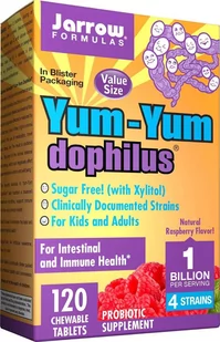 Jarrow Formulas Yum-Yum Dophilus 1 miliard (120 tab) do żucia malina Jarrow Formulas 1346-2159A - Witaminy i minerały - miniaturka - grafika 1