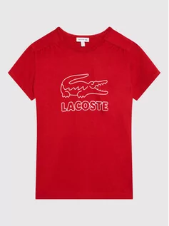 Koszulki i topy damskie - Lacoste T-Shirt TJ7486 Czerwony Regular Fit - grafika 1