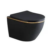 Miski WC - Czarna matowa miska wc wisząca Rimless złoty rant Mizu Hydrosan - miniaturka - grafika 1