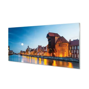 Szklany panel Gdańsk Rzeka noc stare miasto 120x60 - Tablice i flipcharty - miniaturka - grafika 1