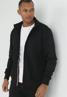 Bluzy męskie - Czarna Bluza Zapinana na Suwak z Wsuwanymi Kieszeniami Zorda - miniaturka - grafika 1