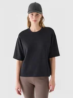 Koszulki sportowe damskie - Damski t-shirt basic 4F 4FRAW24TTSHF2303 - czarny - miniaturka - grafika 1
