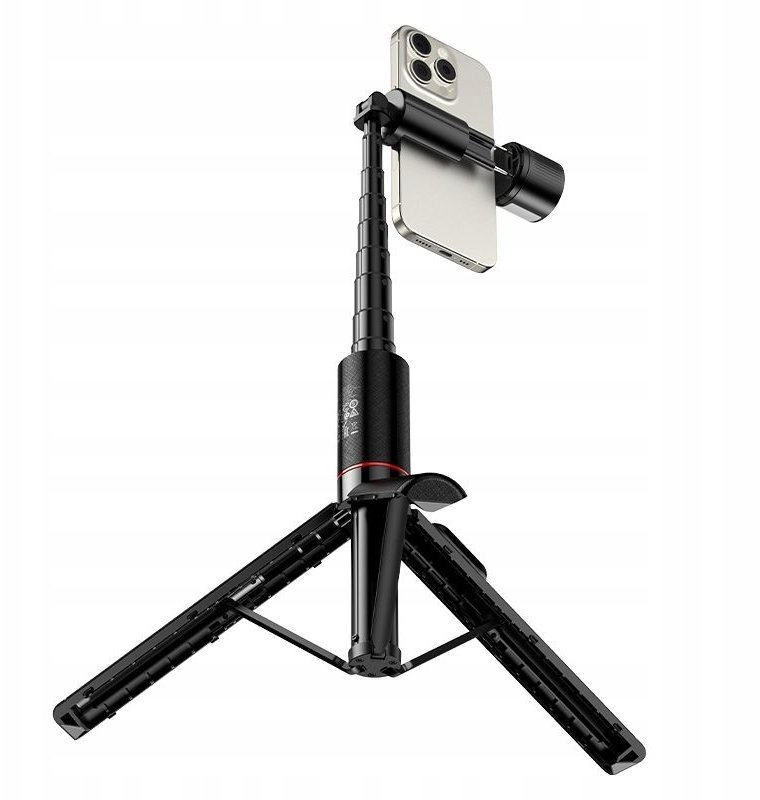 Selfie stick Hoco Selfie stick tripod z pilotem bezprzewodowym + światłem LED Hoco K34 czarny