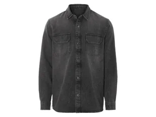 LIVERGY® Męska koszula jeansowa, lekko zmyta (Czarny, L (41/42)) - Koszule męskie - miniaturka - grafika 1