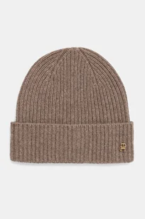 Tommy Hilfiger czapka kaszmirowa kolor brązowy wełniana AW0AW16623 - Czapki damskie - miniaturka - grafika 1
