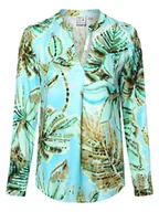 Bluzki damskie - Emily van den Bergh Bluzka damska Kobiety wiskoza niebieski|zielony|wielokolorowy wzorzysty, 36 - miniaturka - grafika 1