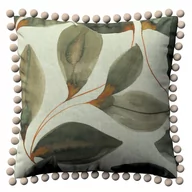 Poszewki na poduszki - Dekoria Poszewka Wera na poduszkę brązowo-pomarańczowe liście na szarym lnianym tle 45 × 45 cm Abigail 150-143-17 - miniaturka - grafika 1