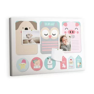 Kolorowy Organizer - Tablica Korkowa z Pinezkami - Szczęśliwe zwierzątka 60x40 cm - Tablice i flipcharty - miniaturka - grafika 1