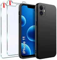 Etui i futerały do telefonów - ZESTAW Etui do iPhone 11 Matowe Czarne Silikon Slim + 2 SZTUKI SZKŁO - miniaturka - grafika 1