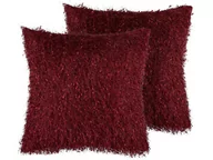Poduszki dekoracyjne - Beliani Zestaw 2 poduszek dekoracyjnych włochacz 45 x 45 cm czerwony HELLEBORE - miniaturka - grafika 1