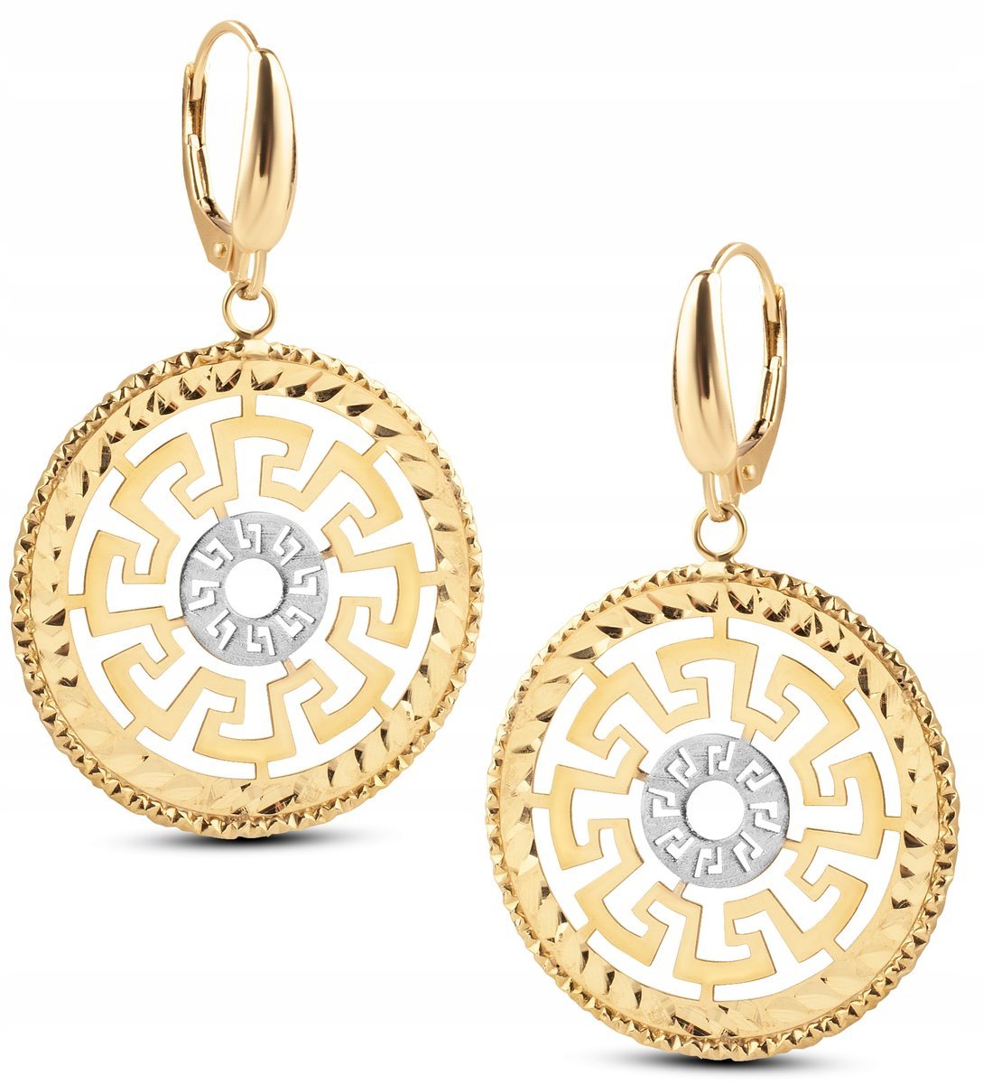 ZŁOTE KOLCZYKI WISZĄCE GRECKI WZÓR WIĘKSZE 585