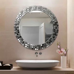 LUSTRO ŚCIENNE Aurea Silver Okrągłe Srebrne Szklana Mozaika - Lustra - miniaturka - grafika 1