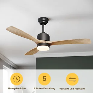 Wentylator sufitowy SONNI z oświetleniem i pilotem cichy 132 cm regulowana moc inteligentne ustawienie czasu regulowana wysokość - Wentylatory sufitowe - miniaturka - grafika 1