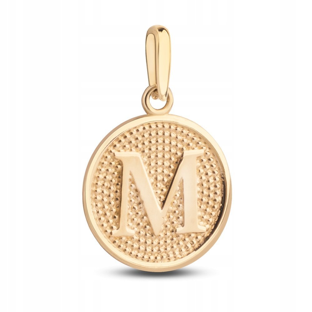 ZŁOTA WYJĄTKOWA ZAWIESZKA MEDALIK LITERKA M 585