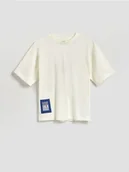 Koszulki dla chłopców - Reserved - Bawełniany t-shirt - złamana biel - miniaturka - grafika 1