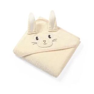 Babyono Okrycie kąpielowe frotte z uszkami Bunny Ears 100x100 cm cream - Okrycia kąpielowe dla dzieci - miniaturka - grafika 1