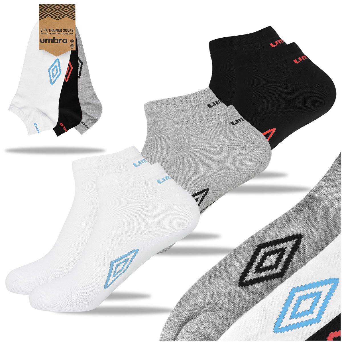 Umbro Skarpety Męskie Stopki Trainer Bawełniane UM299 3 pary Rozmiar 39/42
