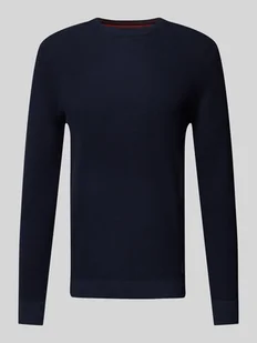 Sweter z dzianiny o kroju regular fit z prążkowanym, okrągłym dekoltem - Swetry męskie - miniaturka - grafika 1