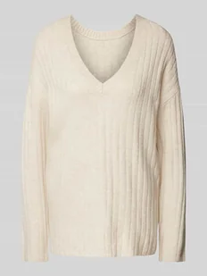 Sweter z dzianiny z dekoltem w serek model ‘MIRAZ’ - Swetry damskie - miniaturka - grafika 1