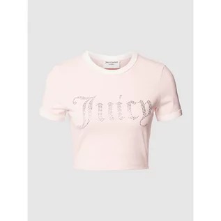 Koszulki i topy damskie - T-shirt krótki z obszyciem kamieniami stras model Sophie - Juicy Couture - grafika 1