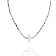 Naszyjniki - Naszyjnik Stal Chirurgiczna Pozłacana Z Kryształem Górskim 14K Nst2051 - miniaturka - grafika 1