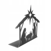 Ozdoby bożonarodzeniowe - DEKORACJA BOŻE NARODZENIE SZOPKA WIGILIJNA NA STÓŁ OKNO PARAPET SREBRNA - miniaturka - grafika 1