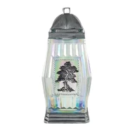 Lampiony i znicze - Znicz szklany drzewo KWK 19 34 x 14 cm 45 h srebrny - miniaturka - grafika 1