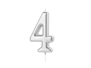 Świeczka cyferka srebrna - 4 - 1 szt. - Urodziny dziecka - miniaturka - grafika 1