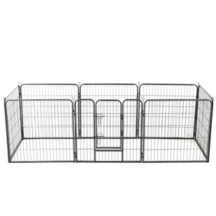 vidaXL VidaXL Kojec dla psów 8 paneli stalowy czarny 80 x 80 cm 170571 - Budy dla psów - miniaturka - grafika 1