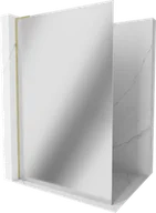 Ścianki i drzwi prysznicowe - Mexen Kioto L ścianka prysznicowa Walk-in 120 x 200 cm, lustro, złota - 800-120-103-50-50 - miniaturka - grafika 1