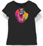 Koszulki i topy damskie - Koszulka damska czarna z motywem kolorowej lamy XL - Empik - miniaturka - grafika 1