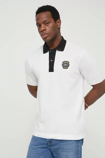 Koszulki męskie - Lacoste polo bawełniane kolor biały z aplikacją - grafika 1