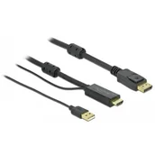 Kable - Delock Kabel HDMI(M)-Displayport (M)4K 3M USB A(M) 85965 85965 - miniaturka - grafika 1