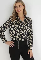 Koszule damskie - Czarna Koszula w Cętki z Kołnierzykiem Emeili - miniaturka - grafika 1