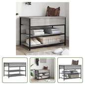 Szafki na buty - The Living Store Ławka na buty szara Sonoma 70x42,5x50 cm Materiał drewnopochodny - miniaturka - grafika 1