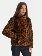 Płaszcze damskie - Guess Futro W5BL65 W3900 Brązowy Regular Fit - miniaturka - grafika 1