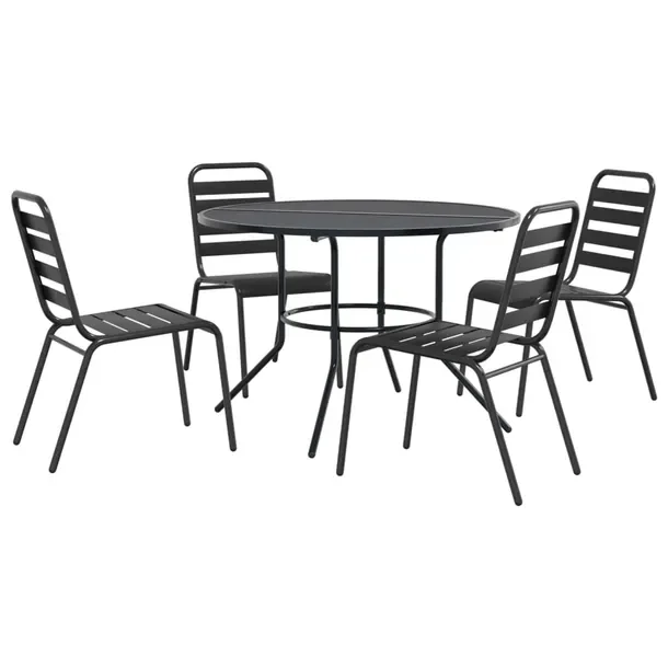 Zestaw mebli ogrodowych antracytowy, 4 krzesła 42x63x84 cm, stół 110x72,