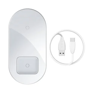 Baseus Simple 2w1 ładowarka bezprzewodowa Qi do telefonu i słuchawek AirPods 15W biały (WXJK-02) - Ładowarki do telefonów - miniaturka - grafika 1